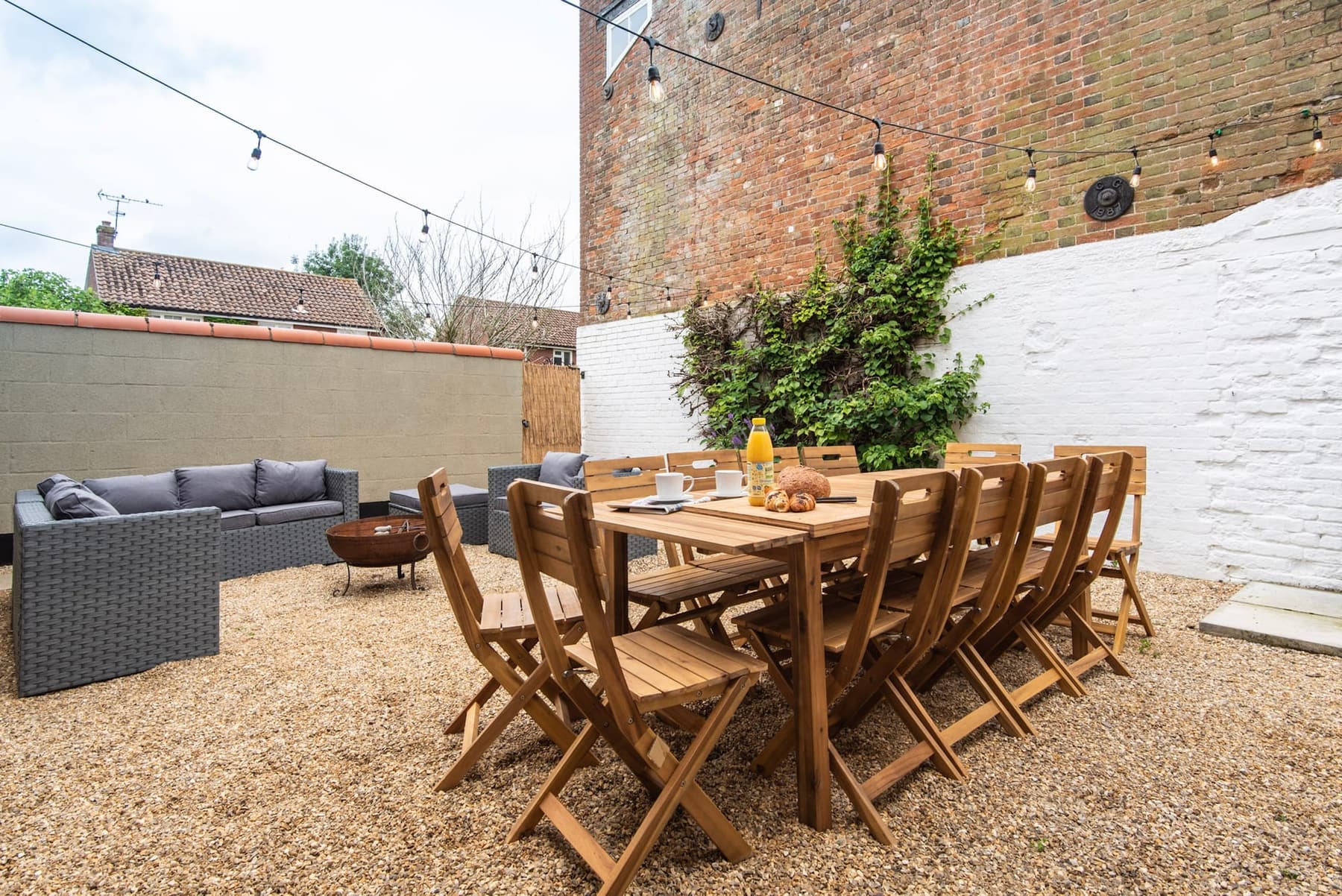 The courtyard at South Creek Retreat, laid for an outdoor meal